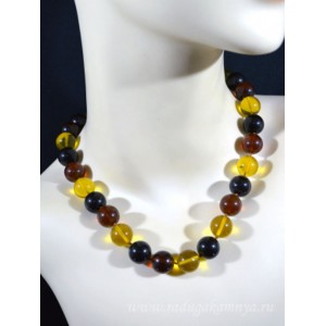 Бусы из янтаря шарик 14мм лимонный, коньячный, кофейный, 46см Бусы из янтаря шарик 14мм лимонный, коньячный, кофейный, 46см