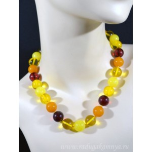 Бусы из янтаря шарик 14мм лимонный, молочный, карамельный, вишня, 46см