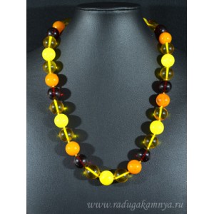 Бусы из янтаря шарик 14мм лимонный, молочный, карамельный, вишня, 54см