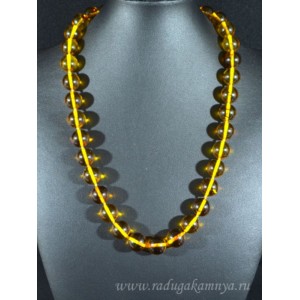 Бусы из янтаря шарик 14мм медовый, 55см