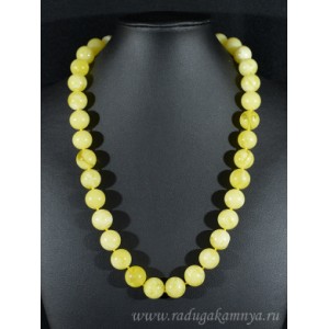 Бусы из янтаря шарик 14мм молочный, 55см Бусы из янтаря шарик 14мм молочный, 55см