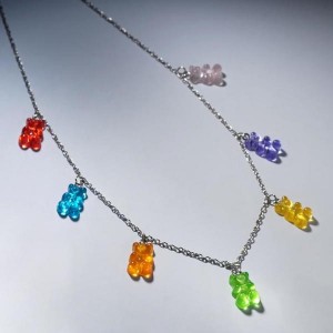 Колье "Мармеладный мишка" компания, цветное, цвет серебристый, 50 см Колье "Мармеладный мишка" компания, цветное, цвет серебристый, 50 см