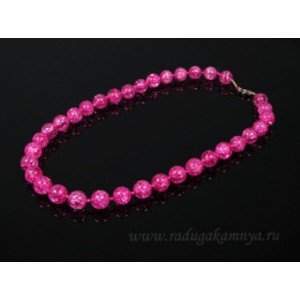 Бусы из хрусталя снег шарик 12мм малиновый, 50см