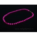 Бусы из хрусталя снег шарик 8мм фуксия, 48см