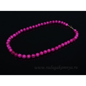 Бусы из хрусталя снег шарик 8мм фуксия, 48см