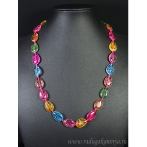 Бусы из хрусталя тонированного "снег" капля 13*17мм цвет ассорти, 52см