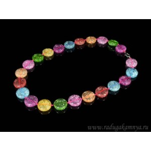 Бусы из хрусталя тонированного "снег" круг 18мм цвет ассорти, 49см