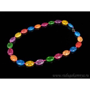 Бусы из хрусталя тонированного "снег" овал 13*28мм цвет ассорти, 48см