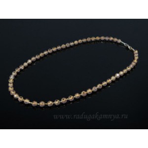 Бусы из хрусталя тонированного шар с рисунком 6мм сиреневый, 50см