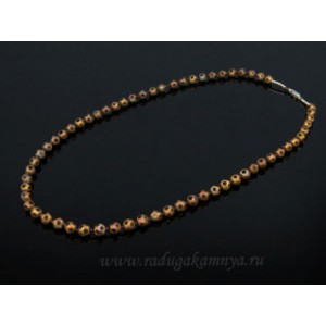 Бусы из хрусталя тонированного шар с рисунком 6мм шоколадный, 50см