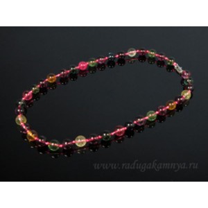 Бусы из хрусталя тонированного шарик 10мм ассорти, 46см