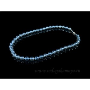 Бусы из хрусталя тонированного шарик 10мм голубой, 52см