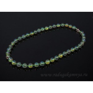 Бусы из хрусталя тонированного шарик 10мм зелёный, 50см