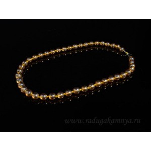 Бусы из хрусталя тонированного шарик 10мм золотой, 52см
