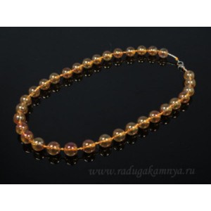 Бусы из хрусталя тонированного шарик 12мм золотой1, 52см