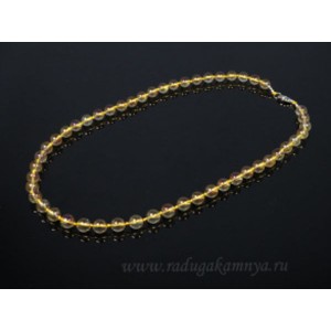 Бусы из хрусталя тонированного шарик 8мм желтый, 50см