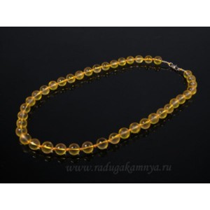 Бусы из хрусталя шарик матово-прозрачный 10мм желтый, 50см