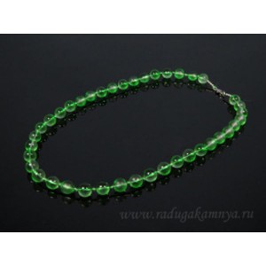Бусы из хрусталя шарик матово-прозрачный 10мм зеленый, 50см