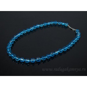 Бусы из хрусталя шарик матово-прозрачный 10мм лазурный, 50см