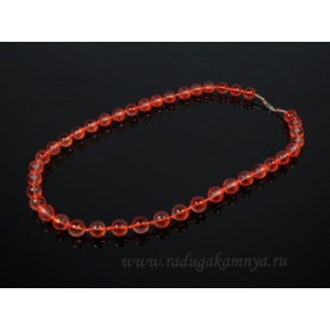 Бусы из хрусталя шарик матово-прозрачный 10мм оранжевый, 50см