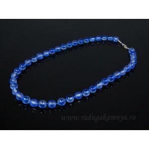 Бусы из хрусталя шарик матово-прозрачный 10мм синий, 50см