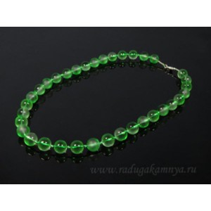 Бусы из хрусталя шарик матово-прозрачный 12мм зеленый, 50см