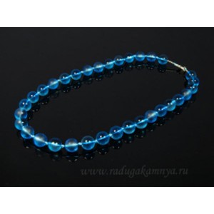 Бусы из хрусталя шарик матово-прозрачный 12мм лазурный, 50см