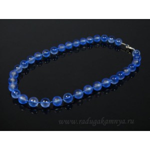 Бусы из хрусталя шарик матово-прозрачный 12мм синий, 50см