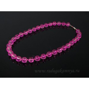 Бусы из хрусталя шарик матово-прозрачный 12мм фуксия, 50см