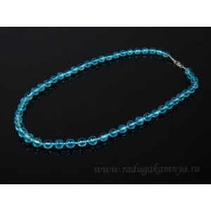 Бусы из хрусталя шарик матово-прозрачный 8мм голубой, 50см
