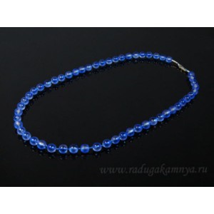 Бусы из хрусталя шарик матово-прозрачный 8мм синий, 50см