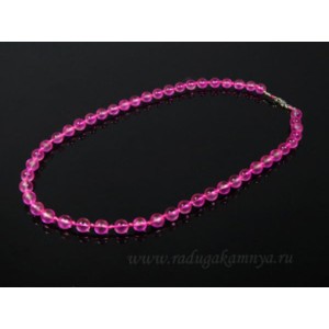 Бусы из хрусталя шарик матово-прозрачный 8мм фуксия, 50см