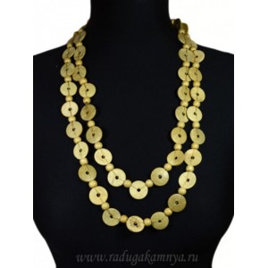 Бусы из дерева шарики, колечки 20мм цвет ясень, 150см