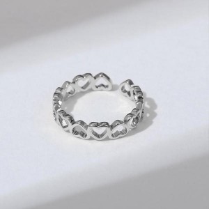 Кольцо "Цепь из сердечек", цвет серебро, безразмерное Кольцо "Цепь из сердечек", цвет серебро, безразмерное