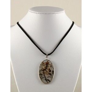 Кулон из агата мохового, овал 44х27мм