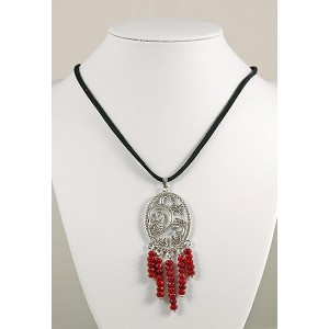 Кулон из кварца тонир., цвет рубин, рондель 4х3мм, огранка, коннектор "плющ"