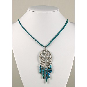 Кулон из хризоколлы шарик 3мм огранка, коннектор "плющ"