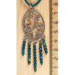 Кулон из хризоколлы шарик 3мм огранка, коннектор "плющ"