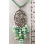 Кулон из хризопраза (галтовка), коннектор "плющ"