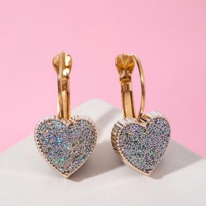 Серьги ассорти "Сердца" блёстки, цвет серебро, цвет золотистый