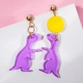 Серьги из акрила "Динозаврик" милый, цвет фиолетово-жёлтый