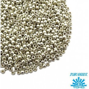 Бисер TOHO №11 цвет PF0558 (Galvanized Aluminum Permanent Finish) гальванизированный матовый серебристый ЯПОНИЯ пакет 10 граммов