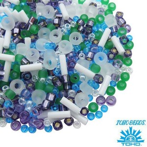 Бисер TOHO Beads Mix, цвет 3229 Fuji- White/Green/Blue/Purple, 10 грамм/упаковка