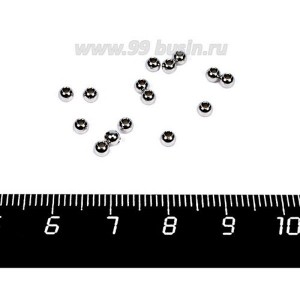 Шарики диаметр 3 мм, внутреннее отверстие 1,2 мм, нержавеющая сталь 30 штук/упаковка