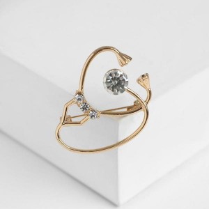 Брошь "Стетоскоп" крупный, цвет белый, цвет золотистый