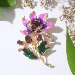 Брошь "Цветок" полевой, цветная , цвет золотистый