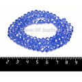 Бусина хрустальная на нити 6*4 мм, цвет светло-синий/бензин около 90 штук/нить