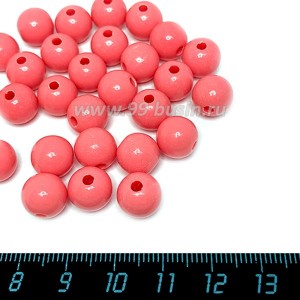 Бусины пластик 10 мм, розовый коралл, упаковка 20 гр/около 40 шт