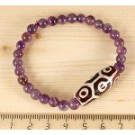 Браслет из аметиста, дзи "9 глаз", шарик 6мм