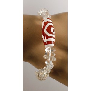 Браслет из горного хрусталя, дзи "3 глаза", галтовка